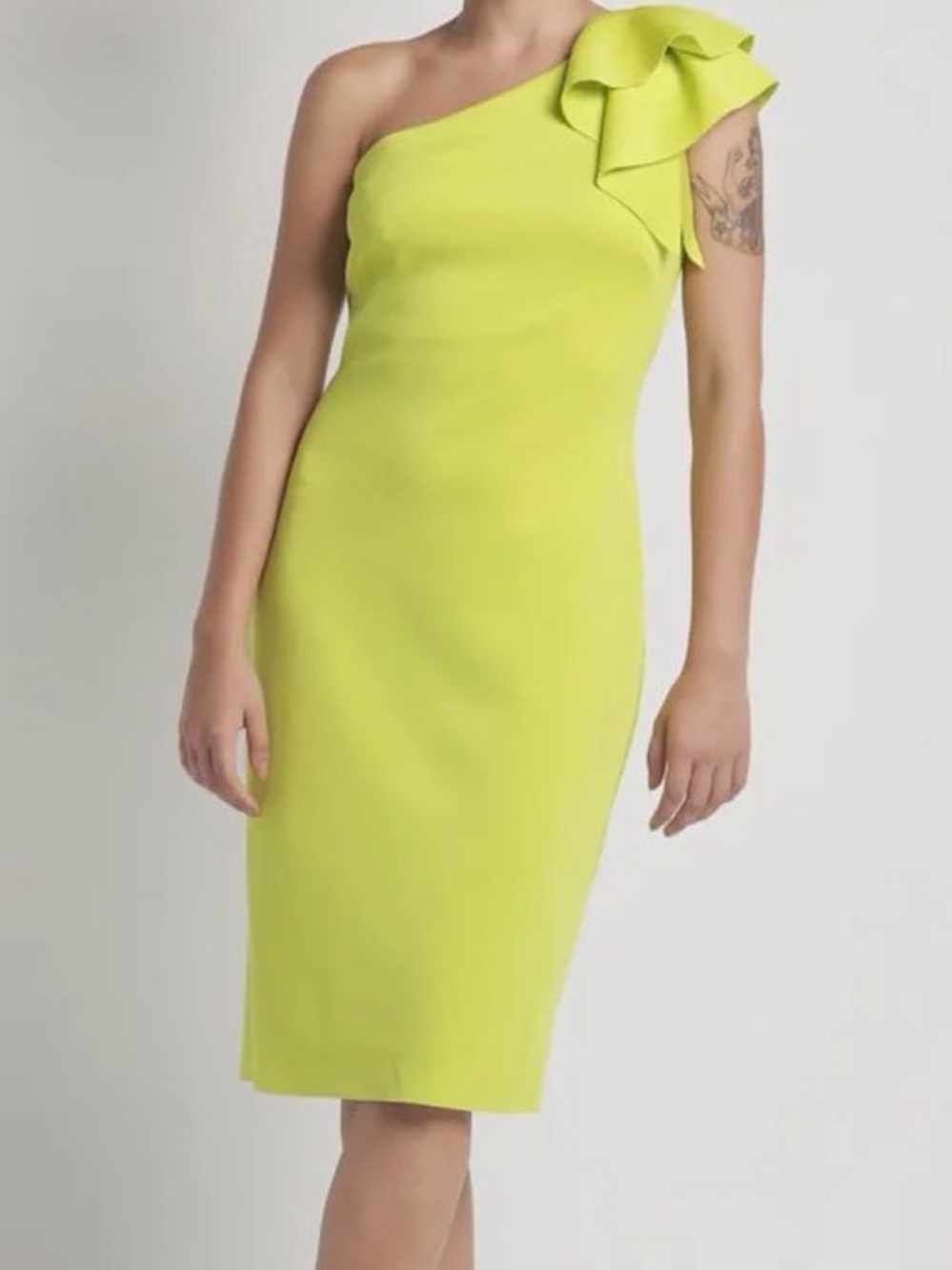 Jessica Howard One Shoulder Ruffle Scuba Dress
